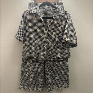 Zara XS gingham set with embroidery